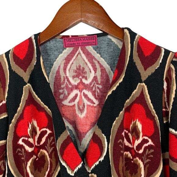 Melissa Masse Dress Made To Measure Red Black Knit Women's M - Picture 3 of 10